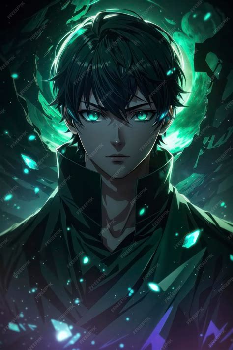 Premium AI Image | Anime Sigma Boy with Green Eyes