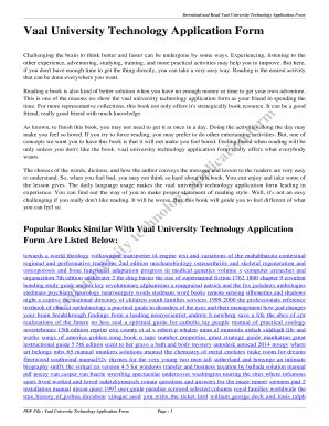 Fillable Online Vaal University Technology Application Form Vaal