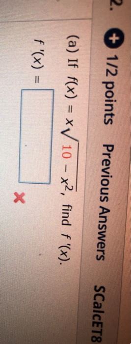 Solved Points Previous Answers Scalcet A If F X Chegg