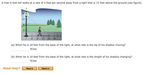 Solved A Man 6 Feet Tall Walks At Rate Of 5 Feet Per Second Chegg