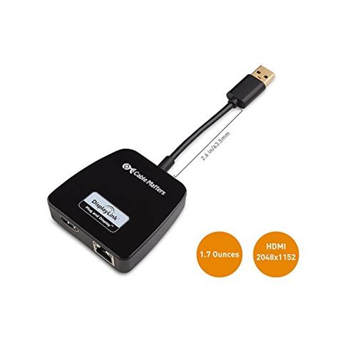 Cable Matters Adaptador Usb A Hdmi Con Gigabit Ethernet En Negro