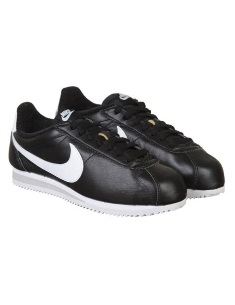 Nike Classic Cortez Prm Leather Trainers Black White Footwear From