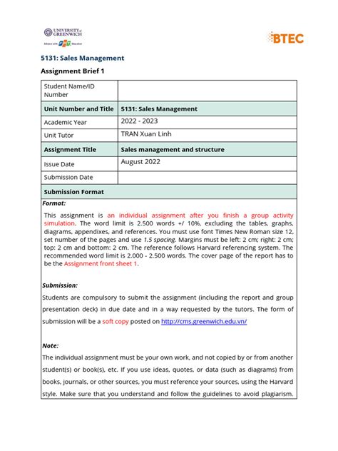 Unit 49 5131 Assignment 1 Brief 2022 Final Pdf Sales