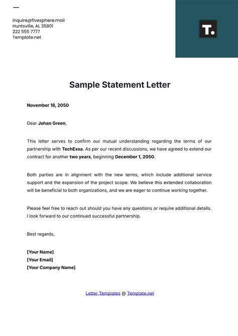 Free Sample Statement Letter Template to Edit Online 