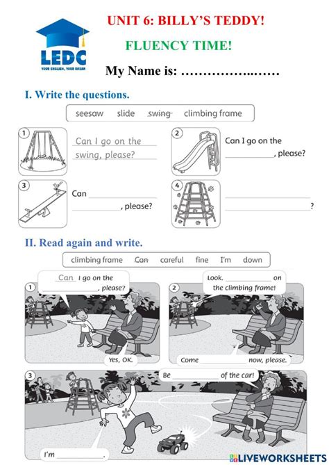 Unit 6 Billy S Teddy Activity Live Worksheets