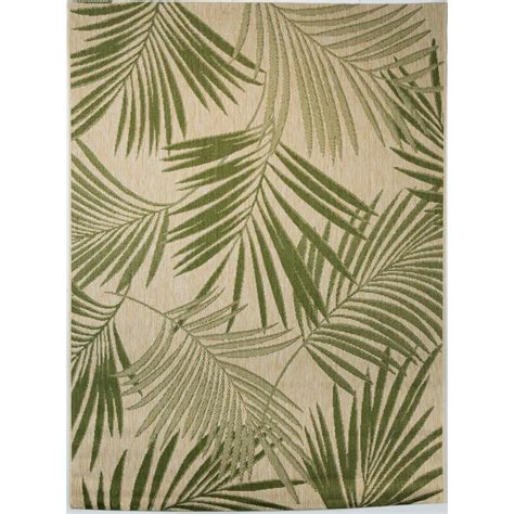 Hampton Bay Palm Leaves Green 5 Ft 3 In X 7 Ft Indoor Outdoor Area