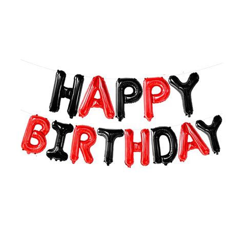 Black And Red Happy Birthday Banner Balloons 16 Inch Happy Birthday