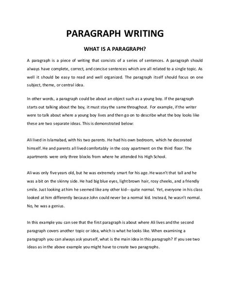 paragraph writing