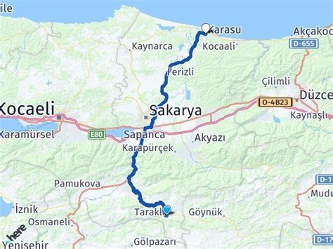 Sakarya Taraklı Karasu Sakarya Arası Kaç Km Yol Tarifi