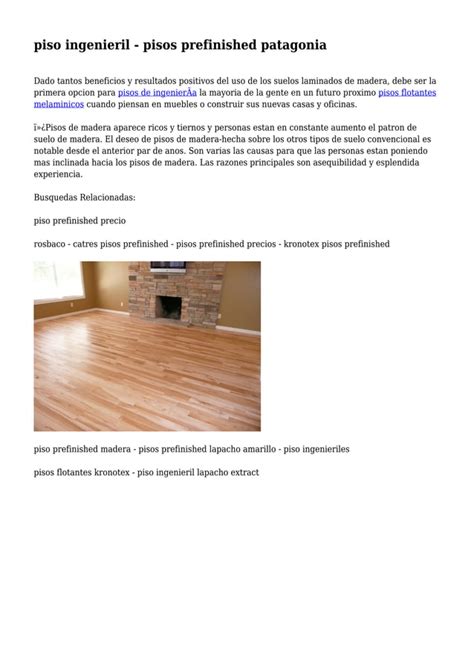 Piso Ingenieril Pisos Prefinished Patagonia Pdf