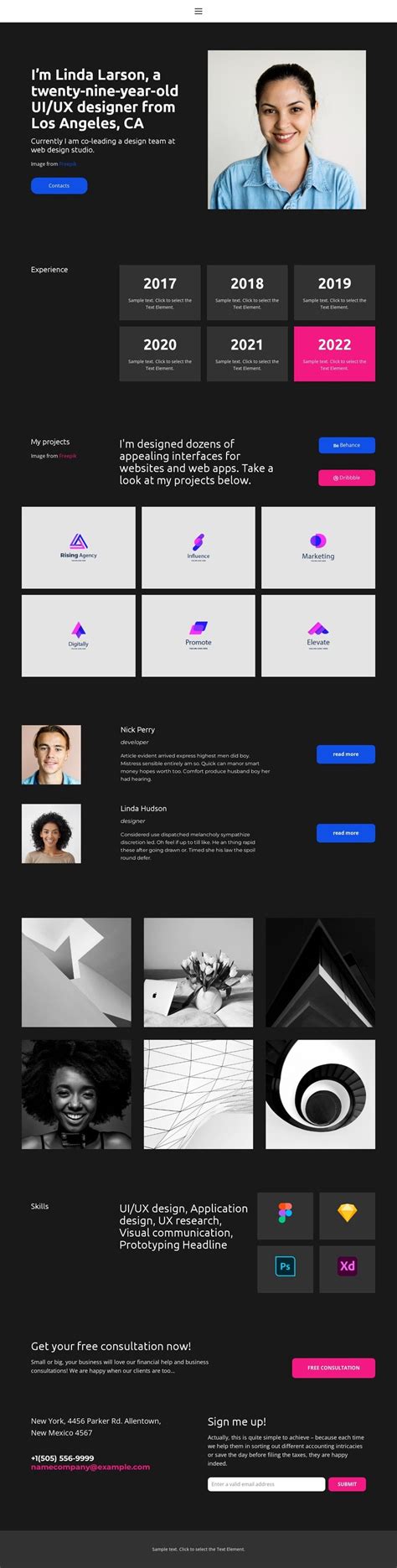 Web designer business card Website Template