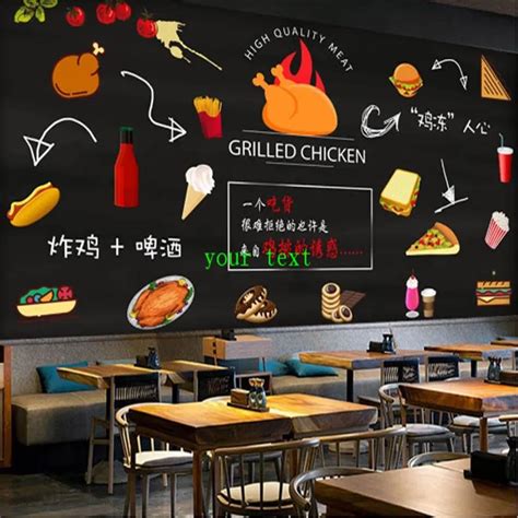 Wallpapers Blackboard Fried Chicken Burgers Fries Wall Paper Western