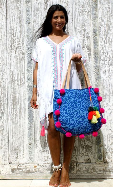 Venta Pom Pom Playa Bolso O Borlas Playa Bolsos Etsy Espa A Bolso