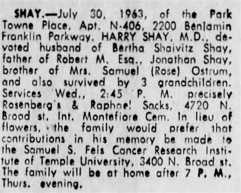 Obituary For Harry Shay