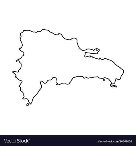 dominican republic map  black contour curves  vector image