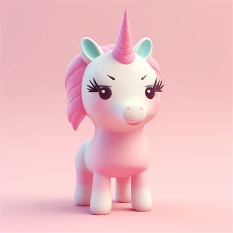 Un unicornio rosa con una melena rosa y ojos azules está sobre un fondo