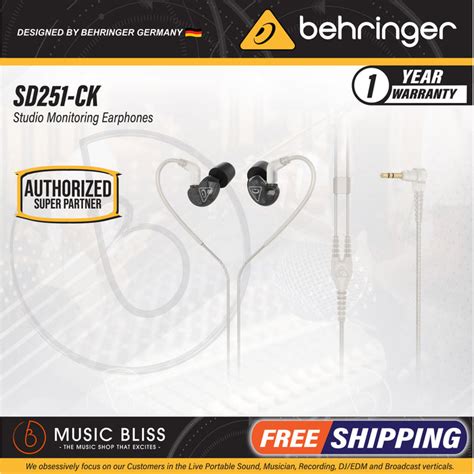 Behringer Sd251 Ck Studio Monitoring Earphones Music Bliss Malaysia