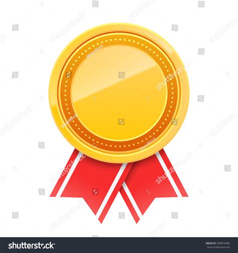 3d Gold Blank Medal Red Ribbon Stock Vector Royalty Free 599070485