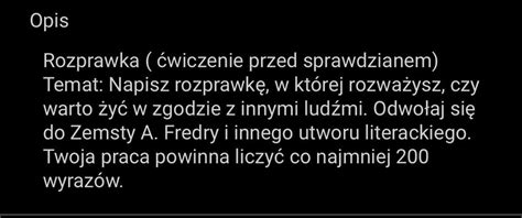 Rozprawka ćwiczenie przed sprawdzianem Temat Napisz rozprawkę w