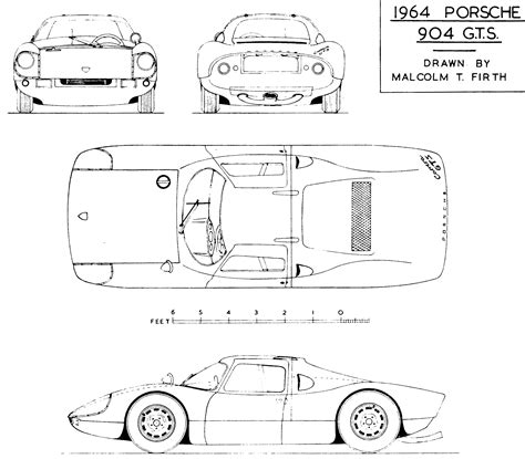 Porsche 904 1963 Blueprint - Download free blueprint for 3D modeling