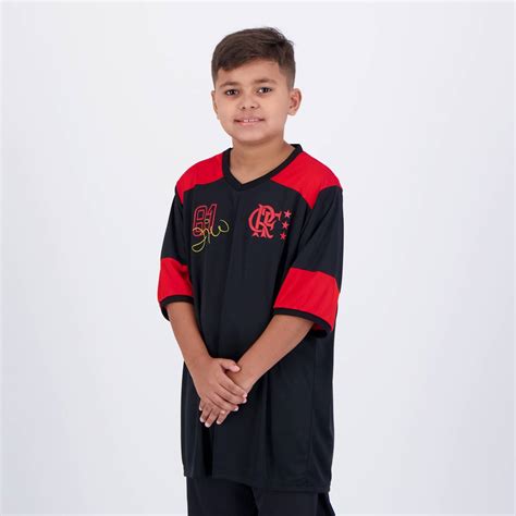 Camisa Flamengo Zico Retr Infantil Preta E Vermelha Futfanatics