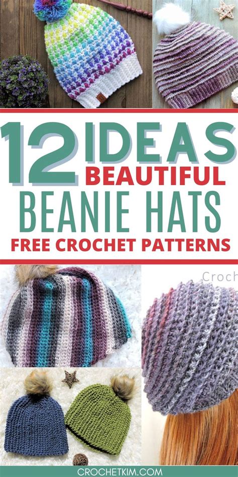 12 Free Beautiful Beanie Hat Crochet Patterns | Crochet hat pattern ...