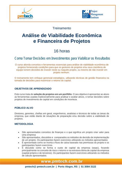 PDF Análise de Viabilidade Econômica e Financeira de PDF