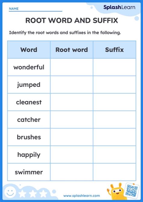 Printable Affixes Worksheets | Splashlearn