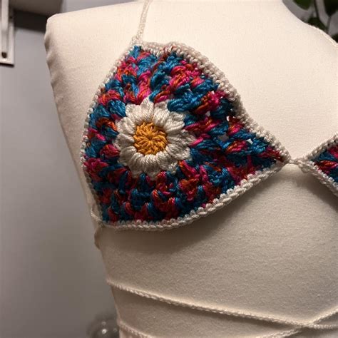 Handmade Granny Square Floral Bikini Barbie Inspired Depop