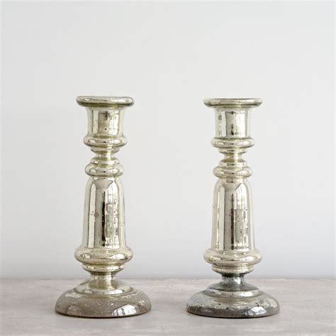 Pair Of Mercury Glass Candlesticks Mercury Glass Candlesticks