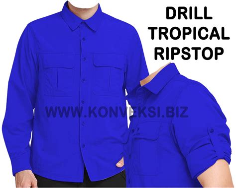 Baju PDL Biru - Desain Keren - Seragam Kerja Lapangan Lengan Panjang