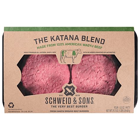 Schweid Sons Ground Beef Burgers Fresh Wagyu The Katana Blend Ea