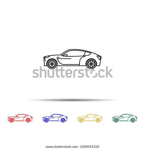 A New Generation Car Multi Color Style Icon Simple Thin Line Outline