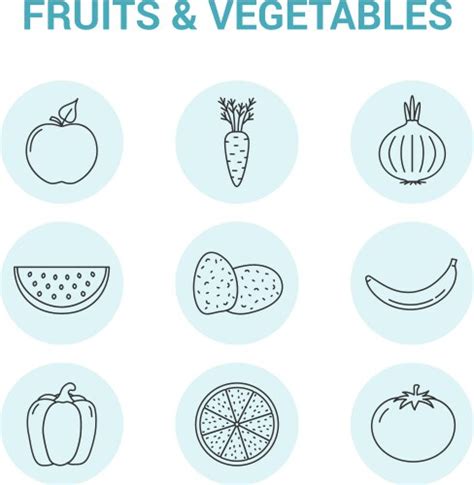 Fruits And Vegetables Icon Black Line Art Vector Image