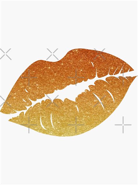 Orange Ombre Faux Glitter Lips Sticker For Sale By Felicity K Redbubble