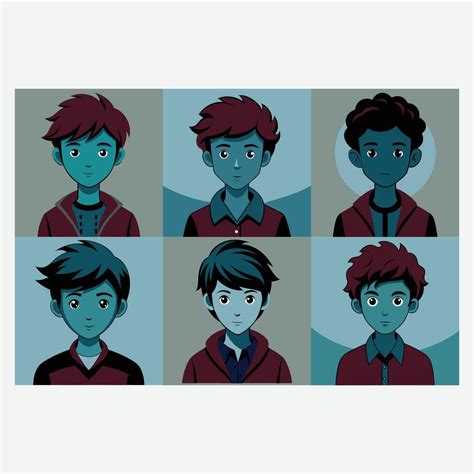 People Avatar Flat Icon Set Male Faces For Social Network