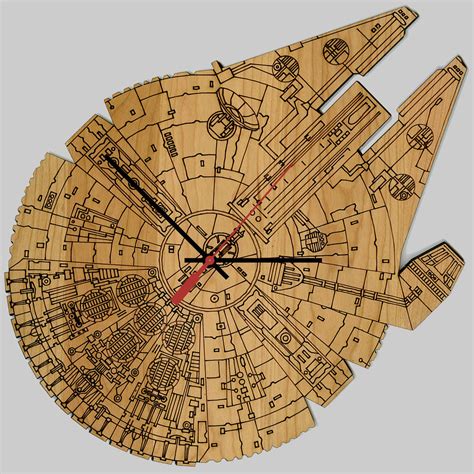 Original Star Wars Millennium Falcon Artisan Laser Engraved Clock