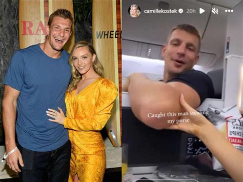 Rob Gronkowskis Model Girlfriend Camille Kostek Cheekily Catches Him