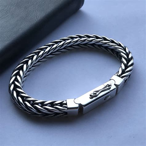 Mens Bracelet 925 Sterling Silver Bracelet Foxtail Silver - Etsy