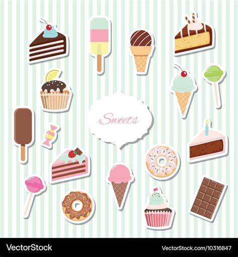 Cartoon Sweets Set Ice Cream Donuts Cupcakes Vector Image