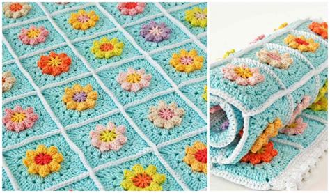 Primavera Flowers Granny Square Blanket [Free Crochet Pattern and Tutorial] - Your Crochet