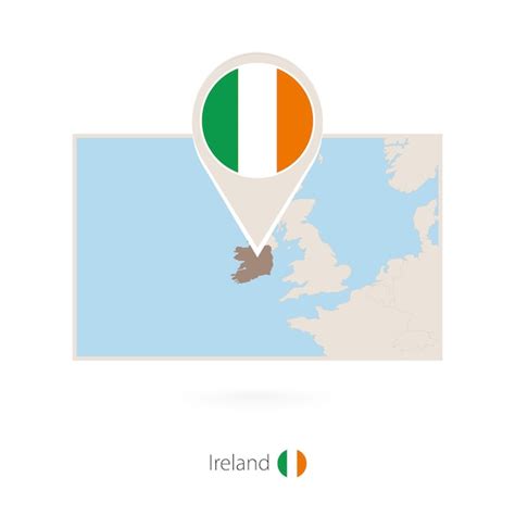 Premium Vector Rectangular Map Of Ireland With Pin Icon Of Ireland