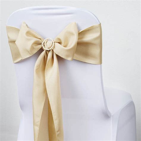 5 PCS 6 X 108 Beige Polyester Chair Sash Chair Sashes Wedding