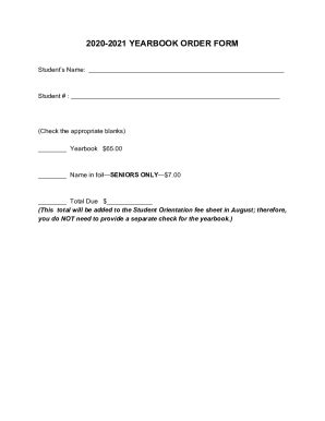 Fillable Online Ips Class Yearbook Order Form Fax Email Print Pdffiller