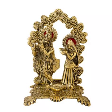 HINDU GOD LORD Krishna Kanha Radha With Diya Idol Sculpture Statue