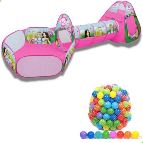 Toca Barraca Infantil Princesa Túnel Piscina 3em 1 Bolinha DM Toys