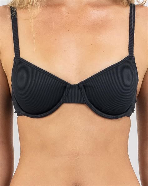 Shop Roxy Rib Roxy Love The Muse Underwire Bikini Top In Anthracite