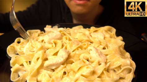 Asmr Creamy Chicken Alfredo Fettuccine Pasta With Butter Cheese No