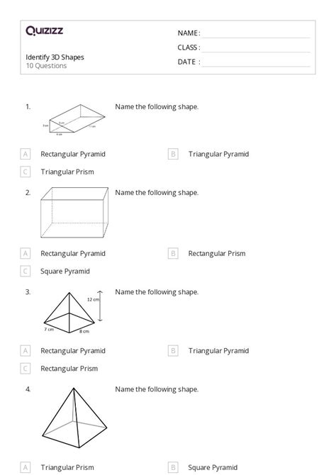 Identify 3d Shapes Worksheet