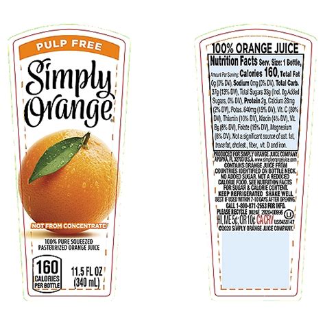 Simply Orange Juice Nutrition Facts Label | Besto Blog